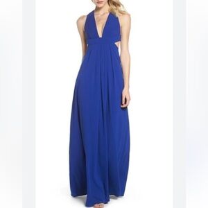 Jill Jill Stuart V Neck Cut Out Gown In China Blue